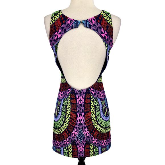 Mara Hoffman Silky Open Back Slip Sheath Mini Dress Colorful Geo Print Size 0 - Picture 6 of 11